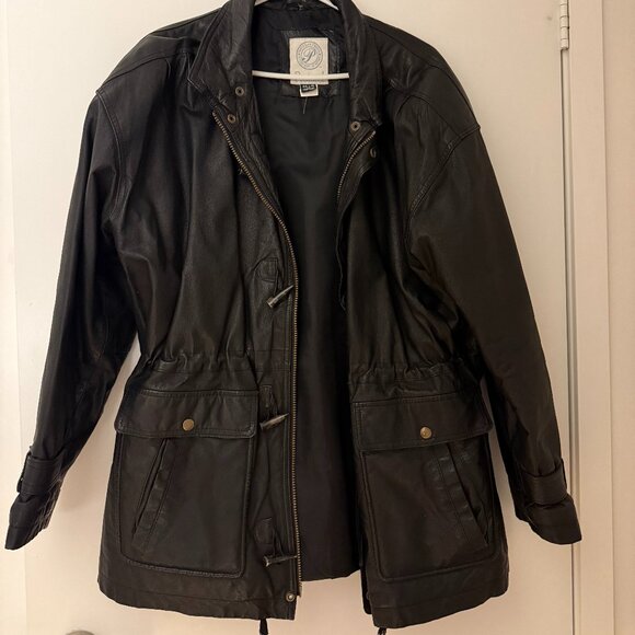 Vintage Black Leather Jacket - Picture 1 of 6